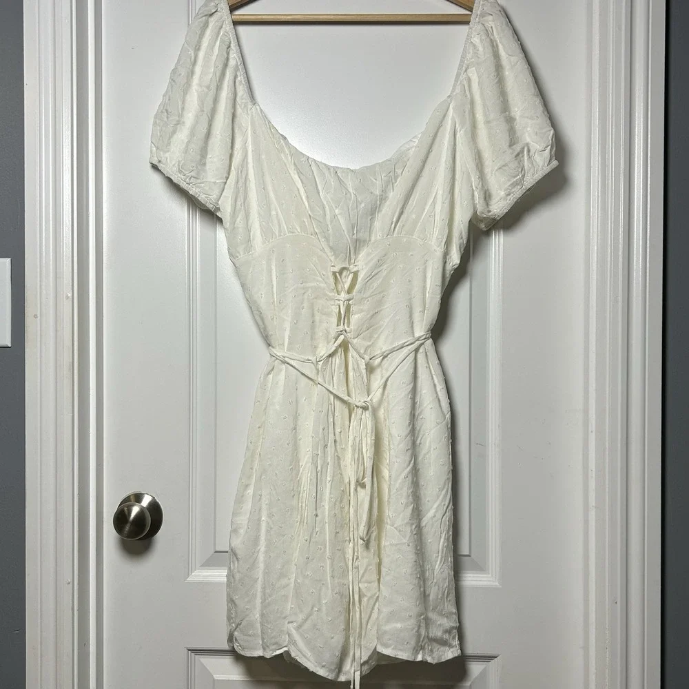 Princess Polly Fauci White Corset Mini Dress Milkmaid Coquette Cottagecore Style